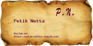 Petik Netta névjegykártya